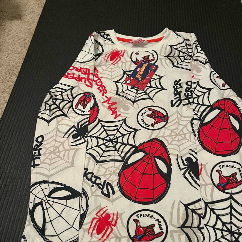 Marvel Spider-Man Kids Long Sleeve Tee - Red, Black, and White